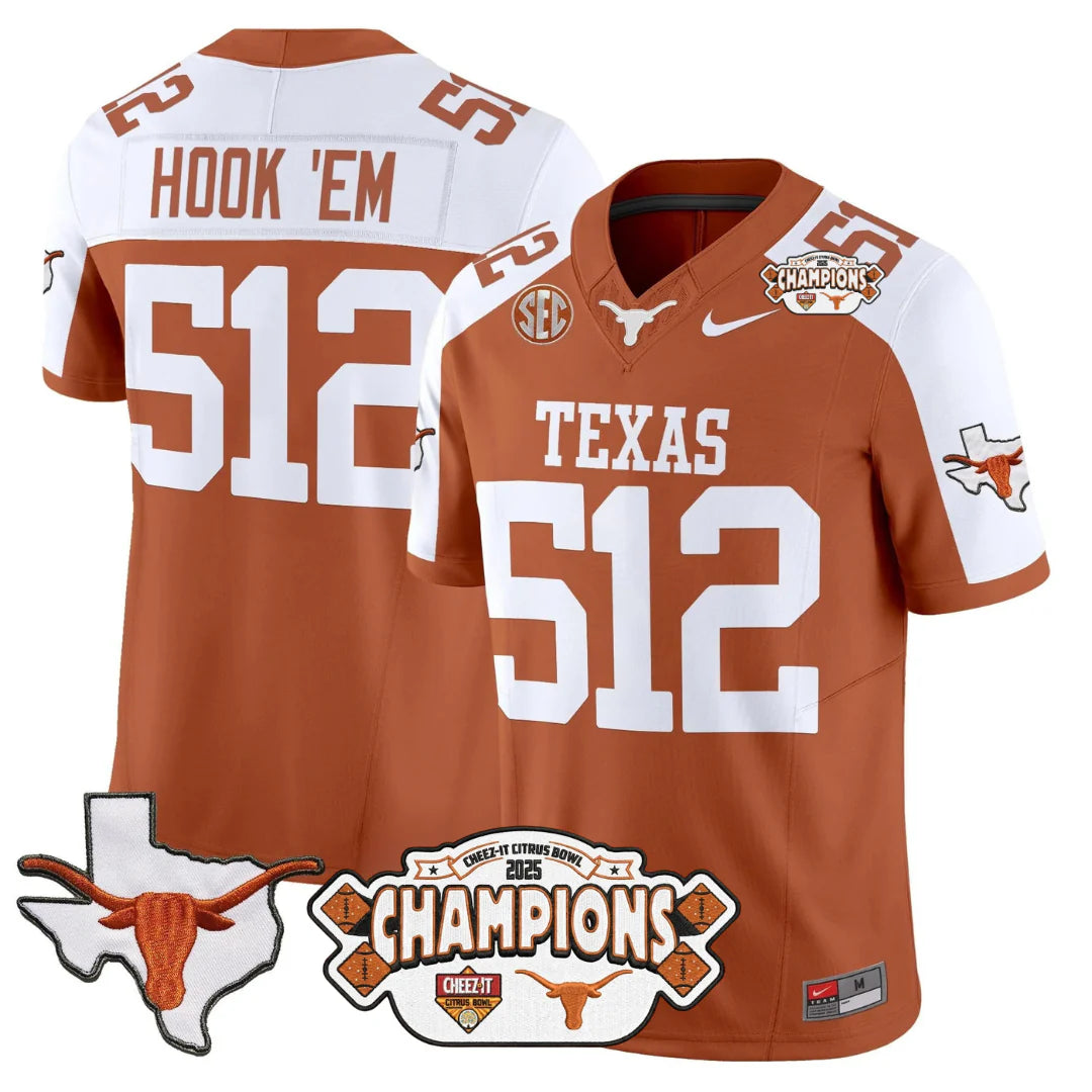 TEX 2025 State Map & Citrus Bowl Champions Patch Vapor Limited Jersey V1 - All Stitched