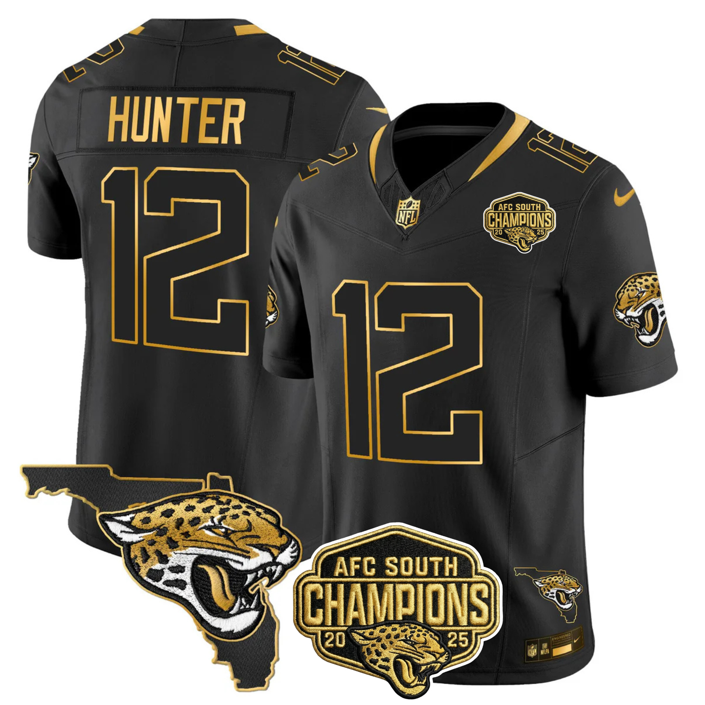 JAX 2025 AFC South Champions Gold Vapor Limited Jersey - All Stitched