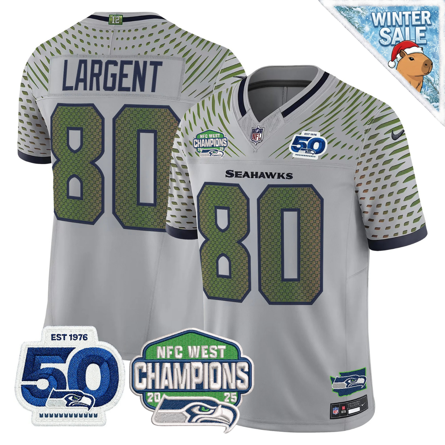 Seattle Seahawks 50th & NFC West Champions Patch Vapor Limited Jersey - Stitched