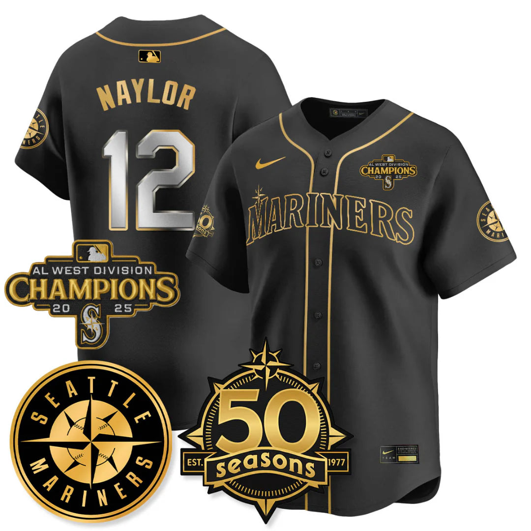 SEA Vapor Premier Limited Gold Jersey - 50th Anniversary & AL West Division Champions - All Stitched
