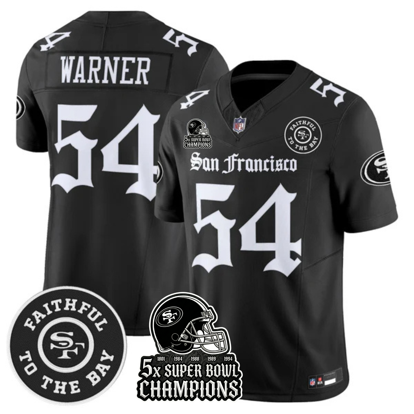 SF 5-Time Champions 'Gothic Edition' Vapor Limited Jersey - All Stitched