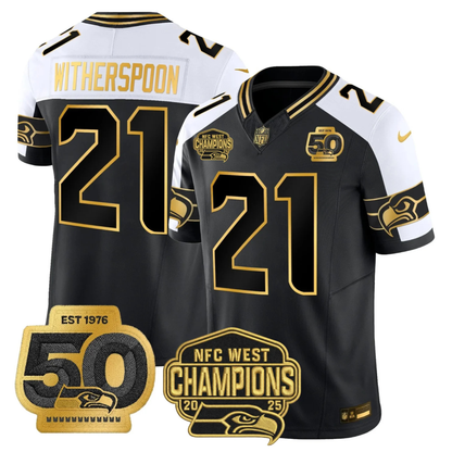 SEA 50th & NFC West Champions Patch Gold Vapor Limited Jersey - All Stitched