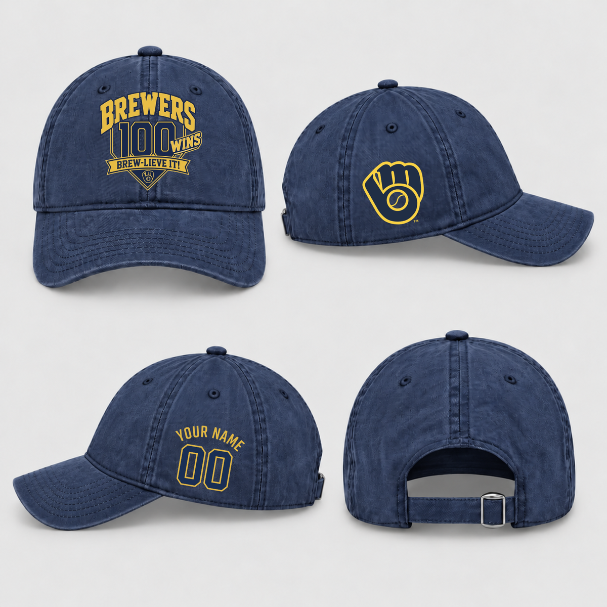 MIL 100 Wins Personalized Wash Hat - Printed
