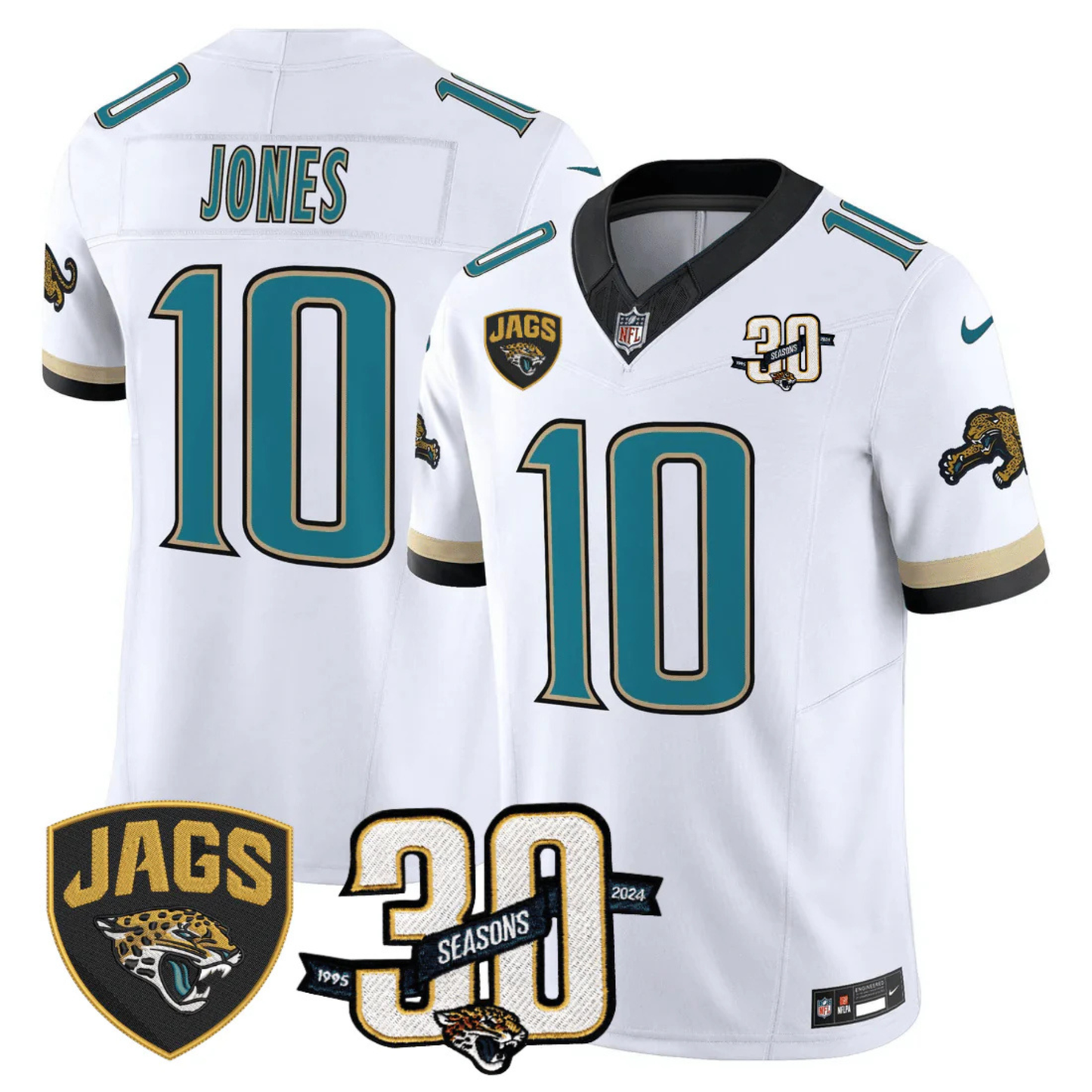 Jaguars 30th Season Patch Throwback Vapor Limited Jersey - Stitched