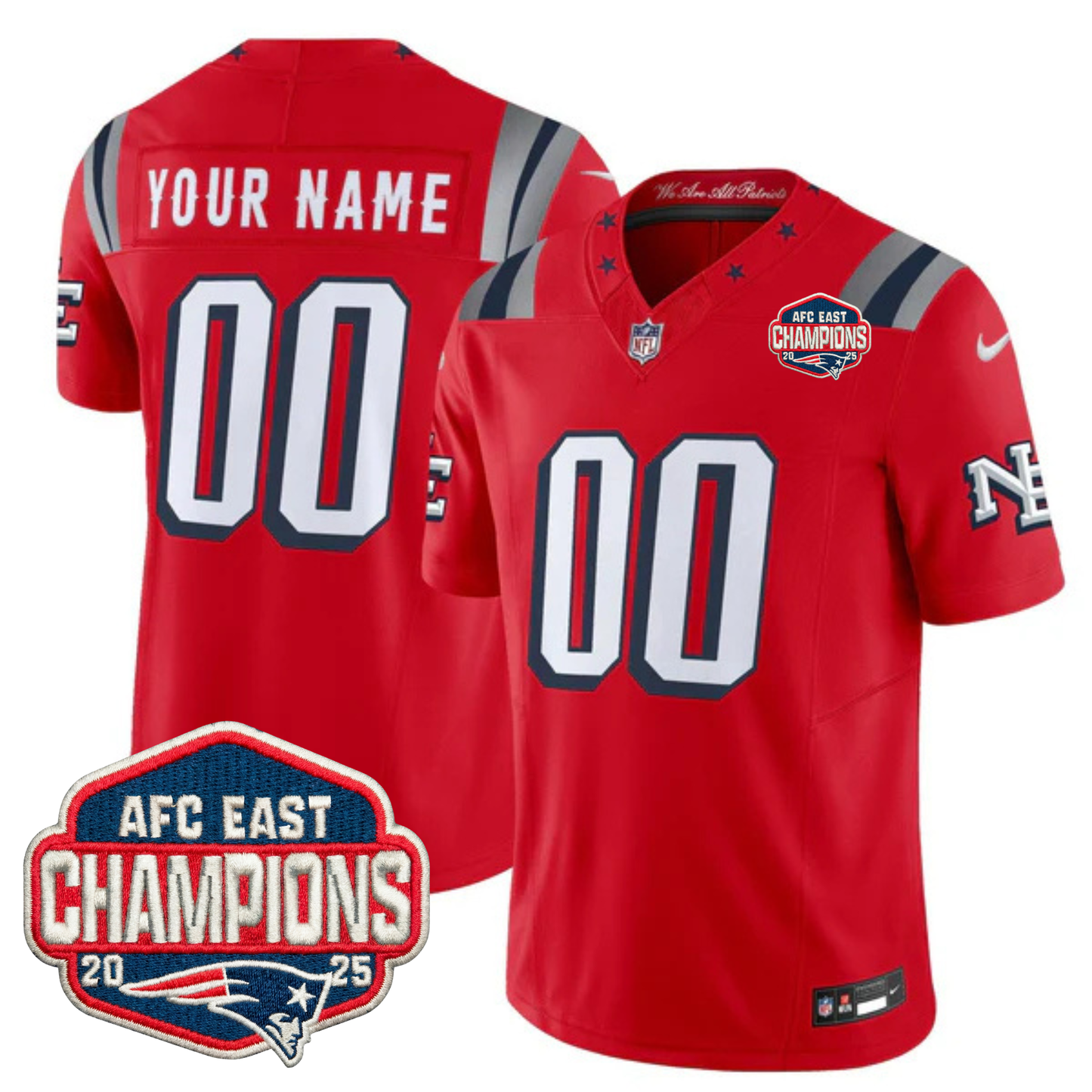 NE 2025 "Rivalries" AFC East Champions Vapor Limited Custom Jersey - All Stitched