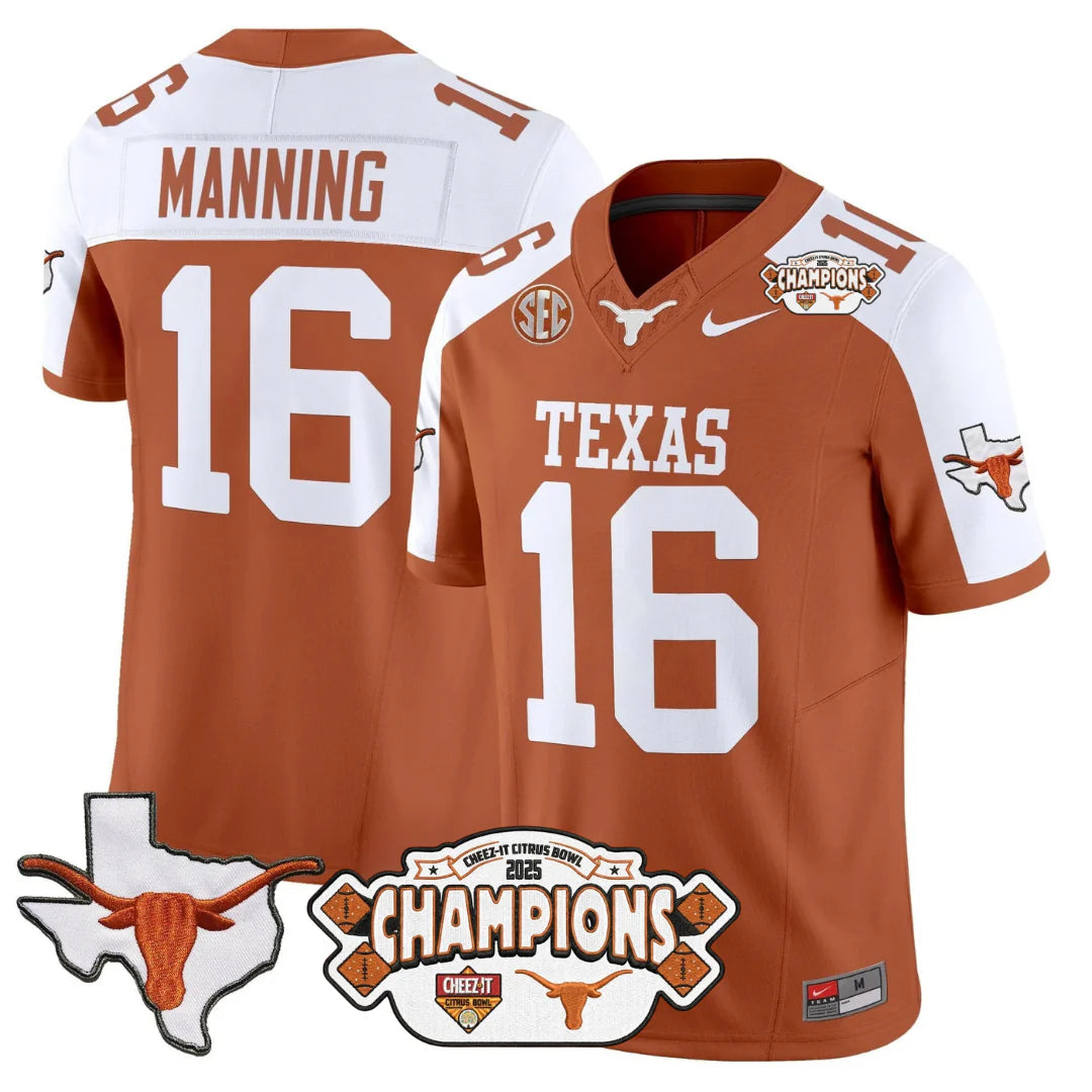 TEX 2025 State Map & Citrus Bowl Champions Patch Vapor Limited Jersey V1 - All Stitched