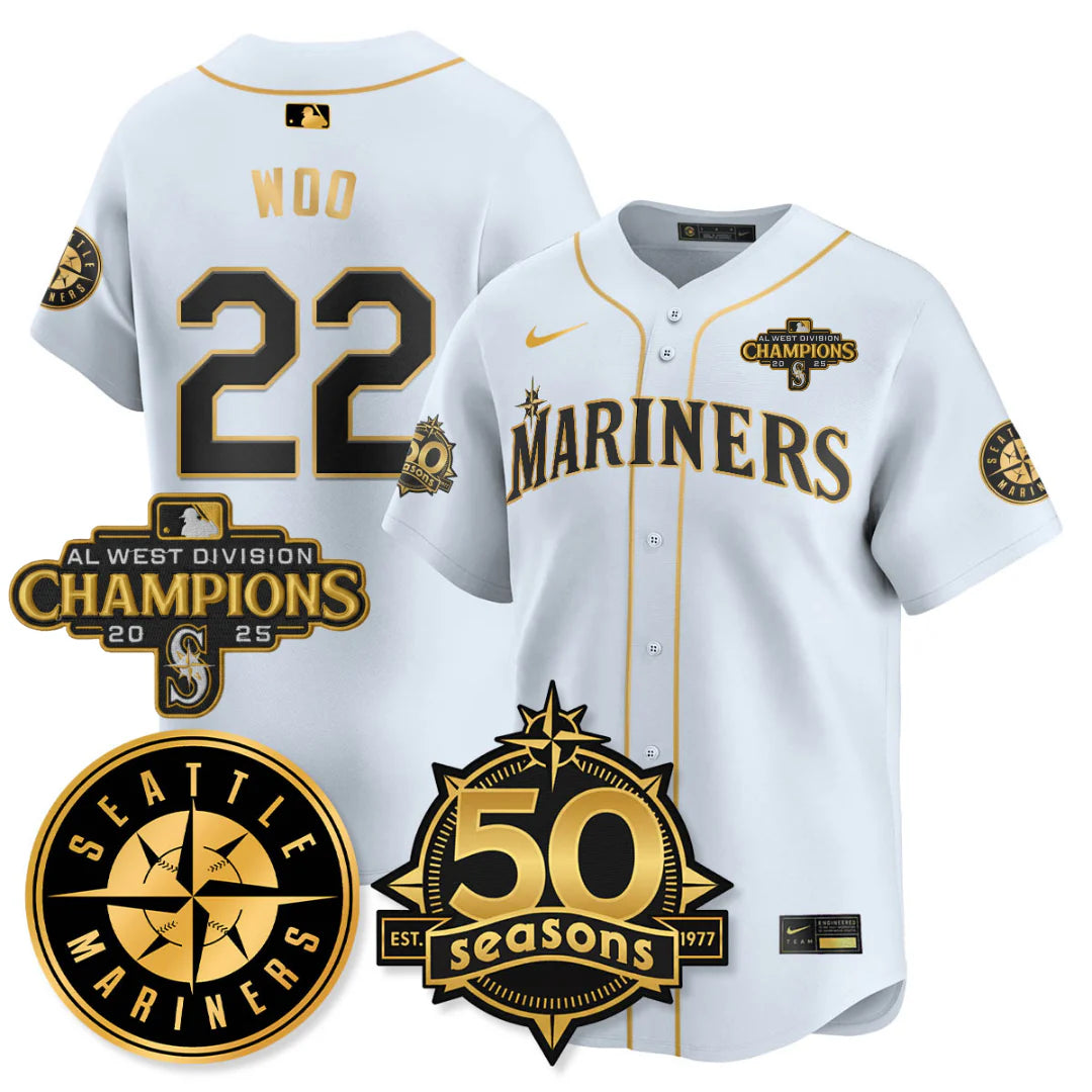 SEA Vapor Premier Limited Gold Jersey - 50th Anniversary & AL West Division Champions - All Stitched