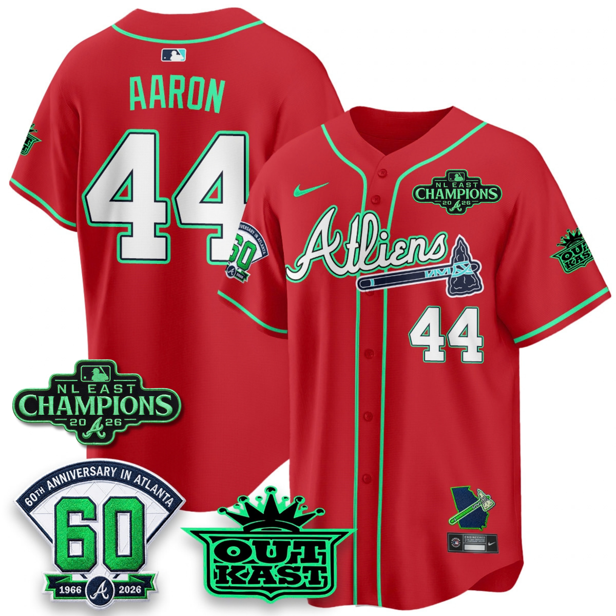 ATL 2026 NL East Champs Atliens Cool Base Galaxy Version Jersey - Stitched