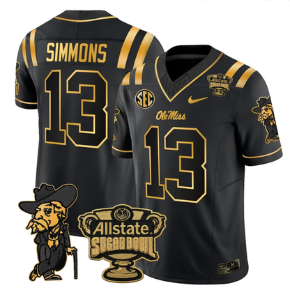 Ole Miss Rebels 2025 Gold Vapor Limited Jersey - Sugar Bowl Patch - All Stitched