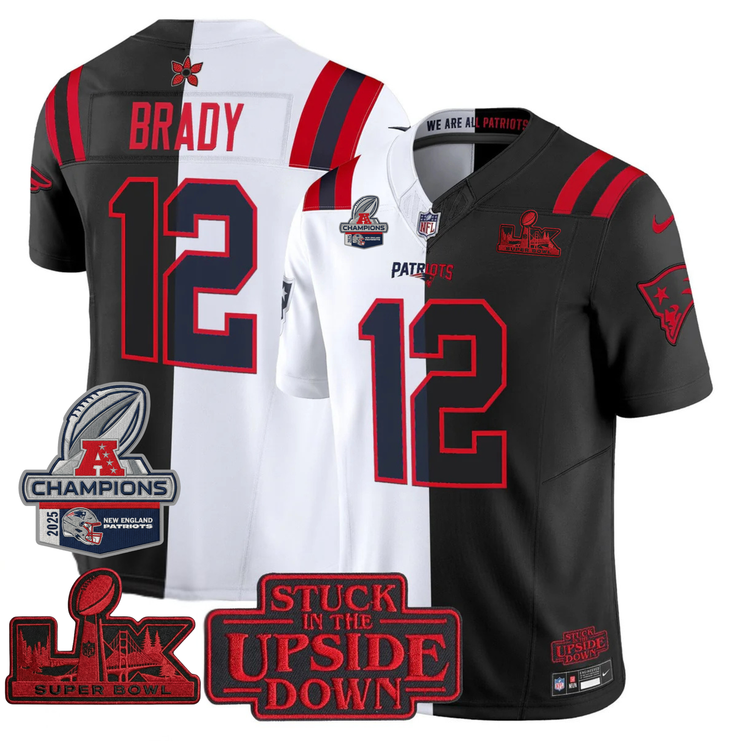 NE 'Upside Down Edition' AFC Champions Vapor Limited Jersey - All Stitched