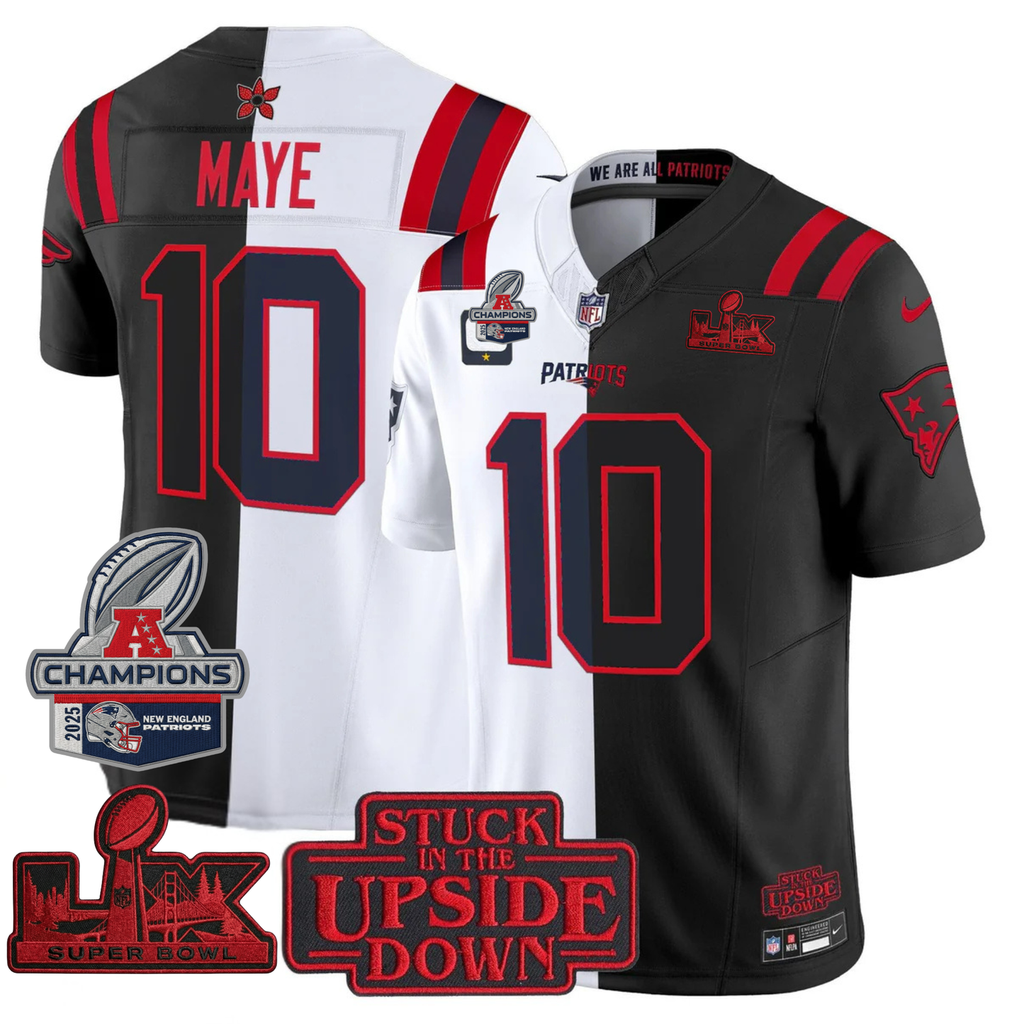 NE 'Upside Down Edition' AFC Champions Vapor Limited Jersey - All Stitched