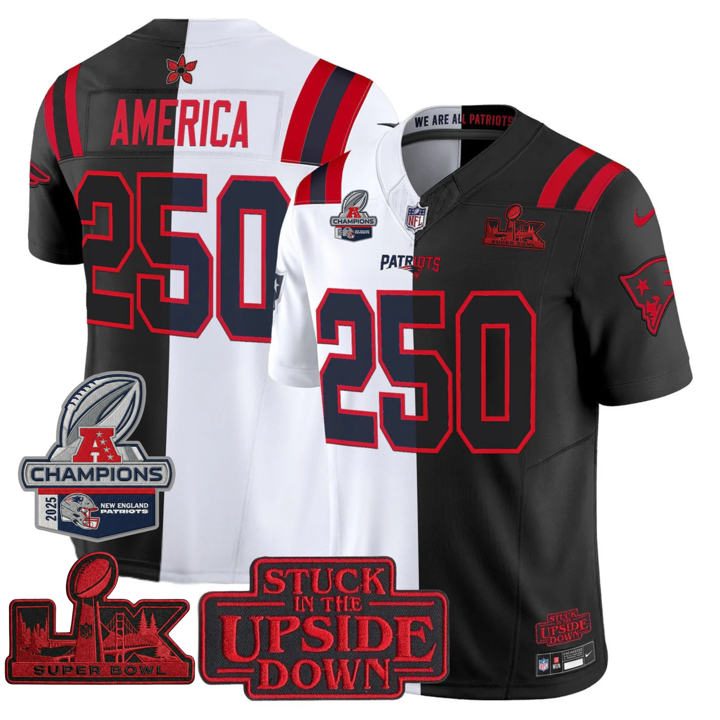 NE 'Upside Down Edition' AFC Champions Vapor Limited Jersey - All Stitched