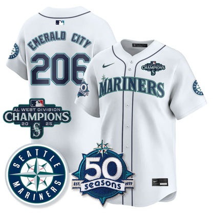 SEA Vapor Premier Limited Gold Jersey - 50th Anniversary & AL West Division Champions - All Stitched