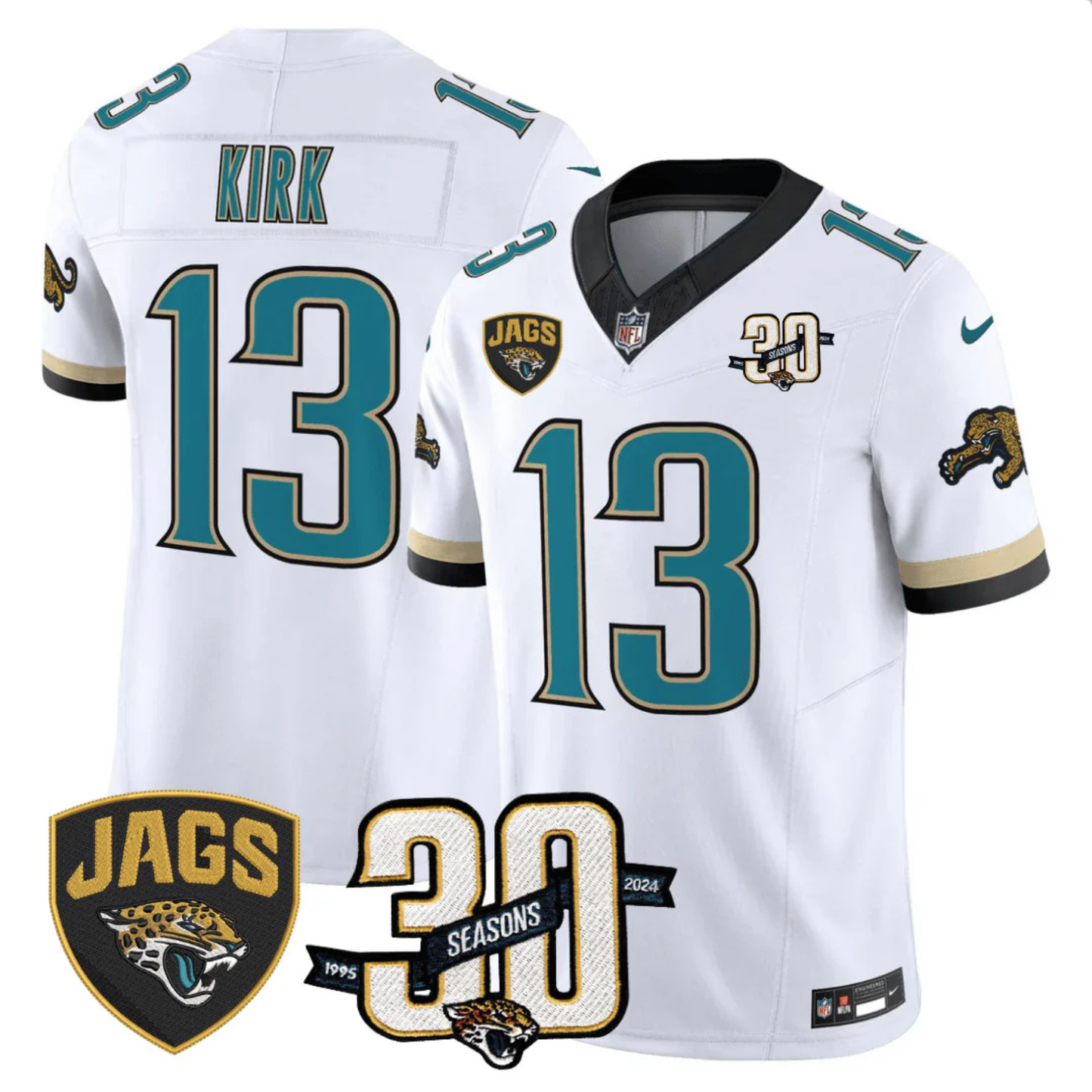 Jaguars 30th Season Patch Throwback Vapor Limited Jersey - Stitched