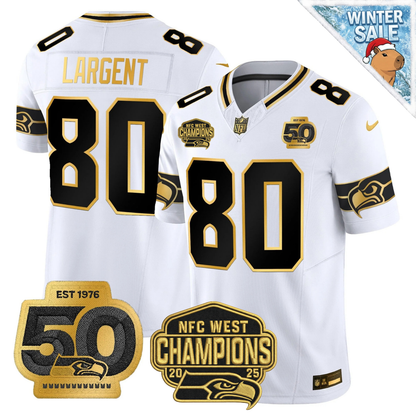 SEA 50th & NFC West Champions Patch Patch Gold Vapor Limited Jersey - Stitched