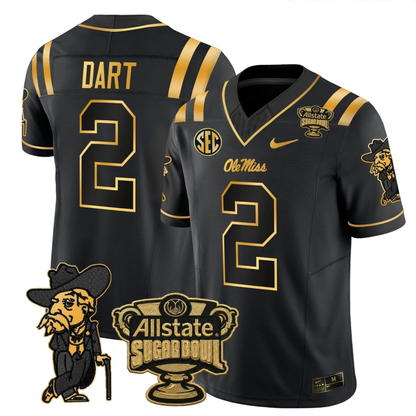 Ole Miss Rebels 2025 Gold Vapor Limited Jersey - Sugar Bowl Patch - All Stitched