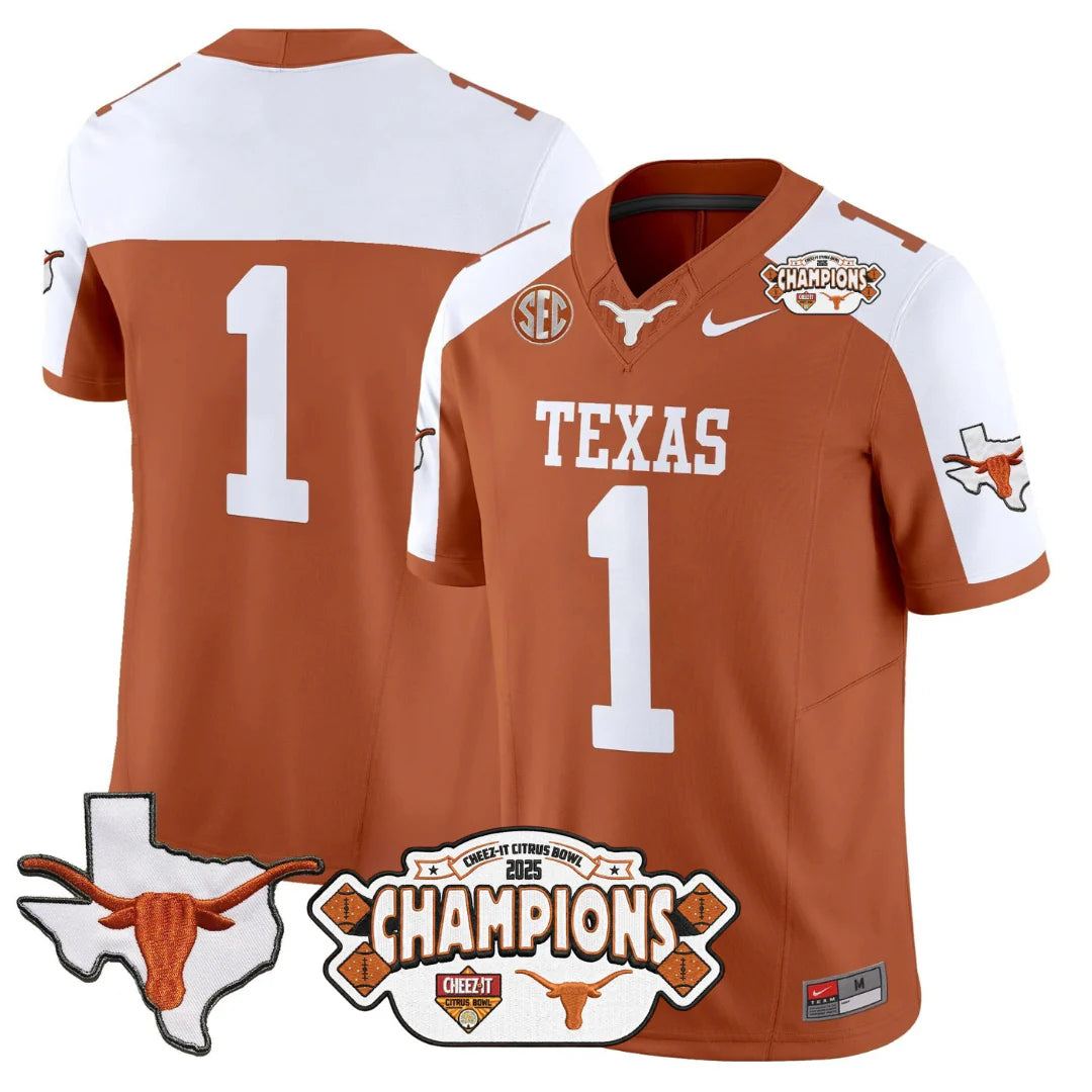 TEX 2025 State Map & Citrus Bowl Champions Patch Vapor Limited Jersey V1 - All Stitched
