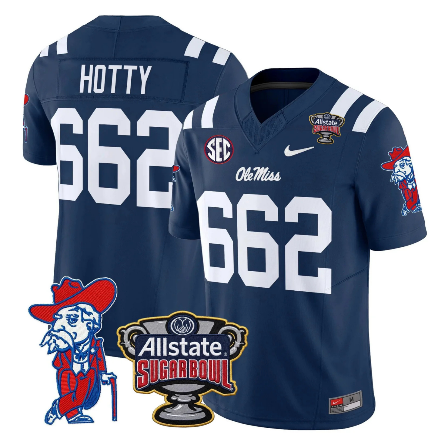 Ole Miss Rebels 2025 Sugar Bowl Patch Vapor Limited Jersey - All Stitched