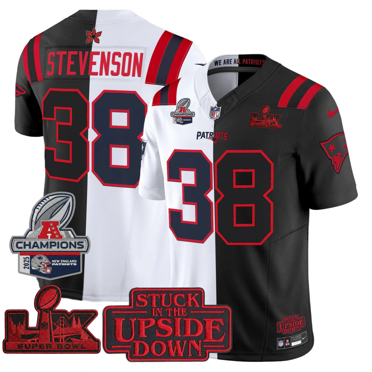 NE 'Upside Down Edition' AFC Champions Vapor Limited Jersey - All Stitched