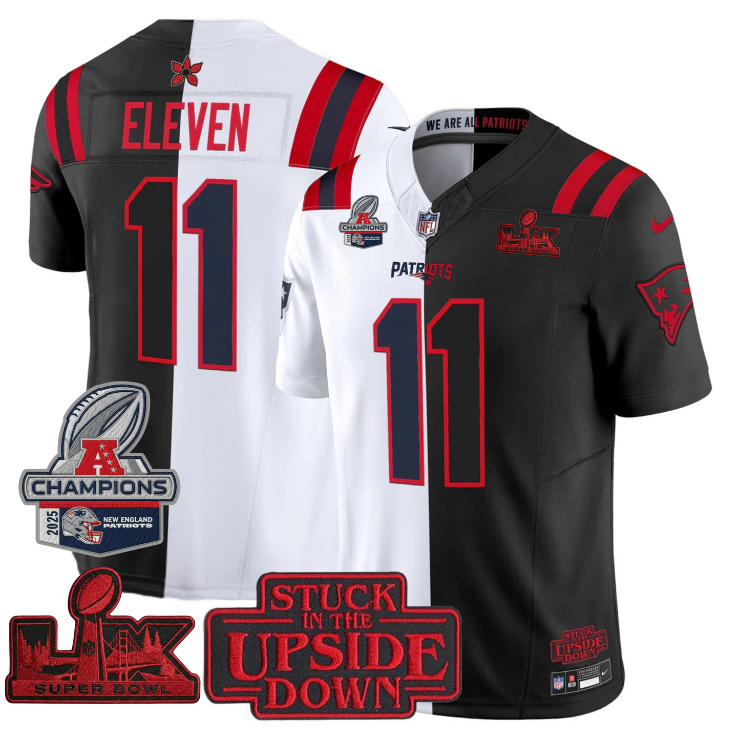 NE 'Upside Down Edition' AFC Champions Vapor Limited Jersey - All Stitched
