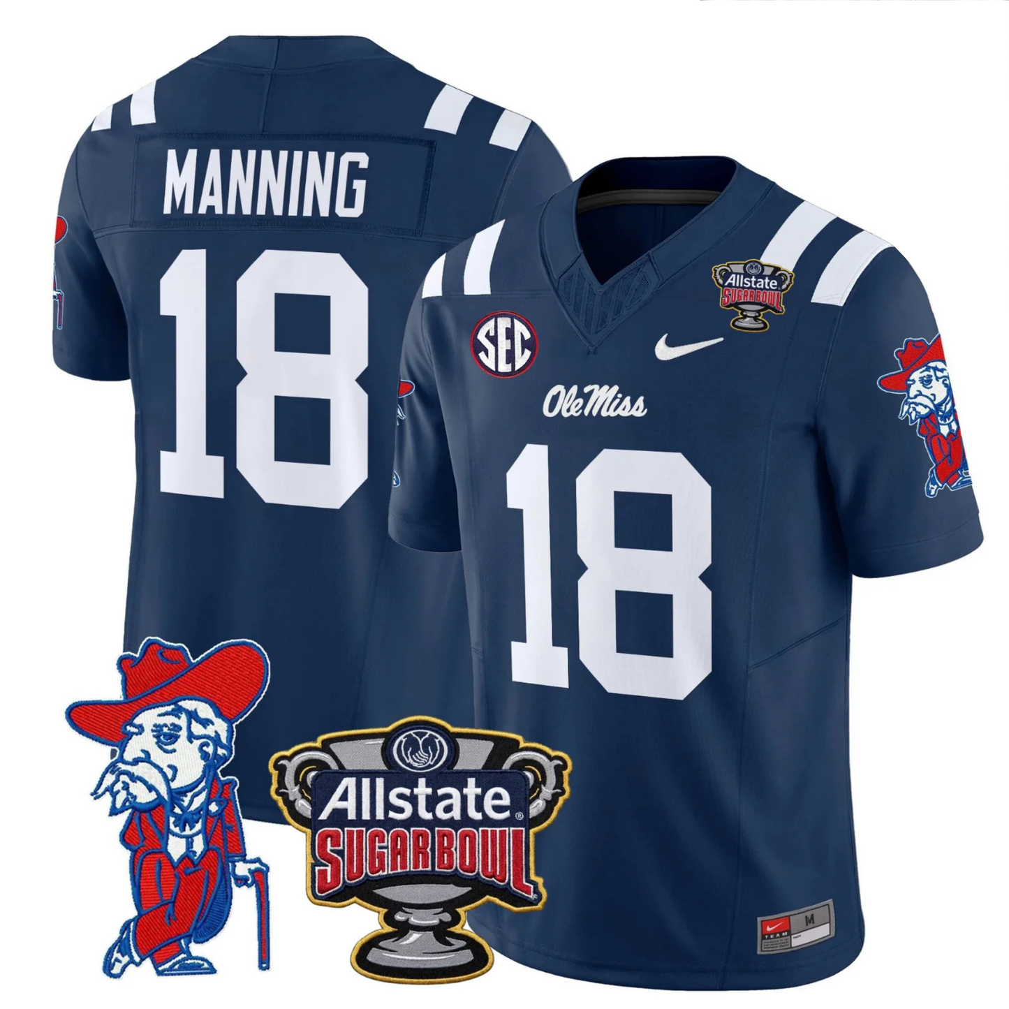 Ole Miss Rebels 2025 Sugar Bowl Patch Vapor Limited Jersey - All Stitched