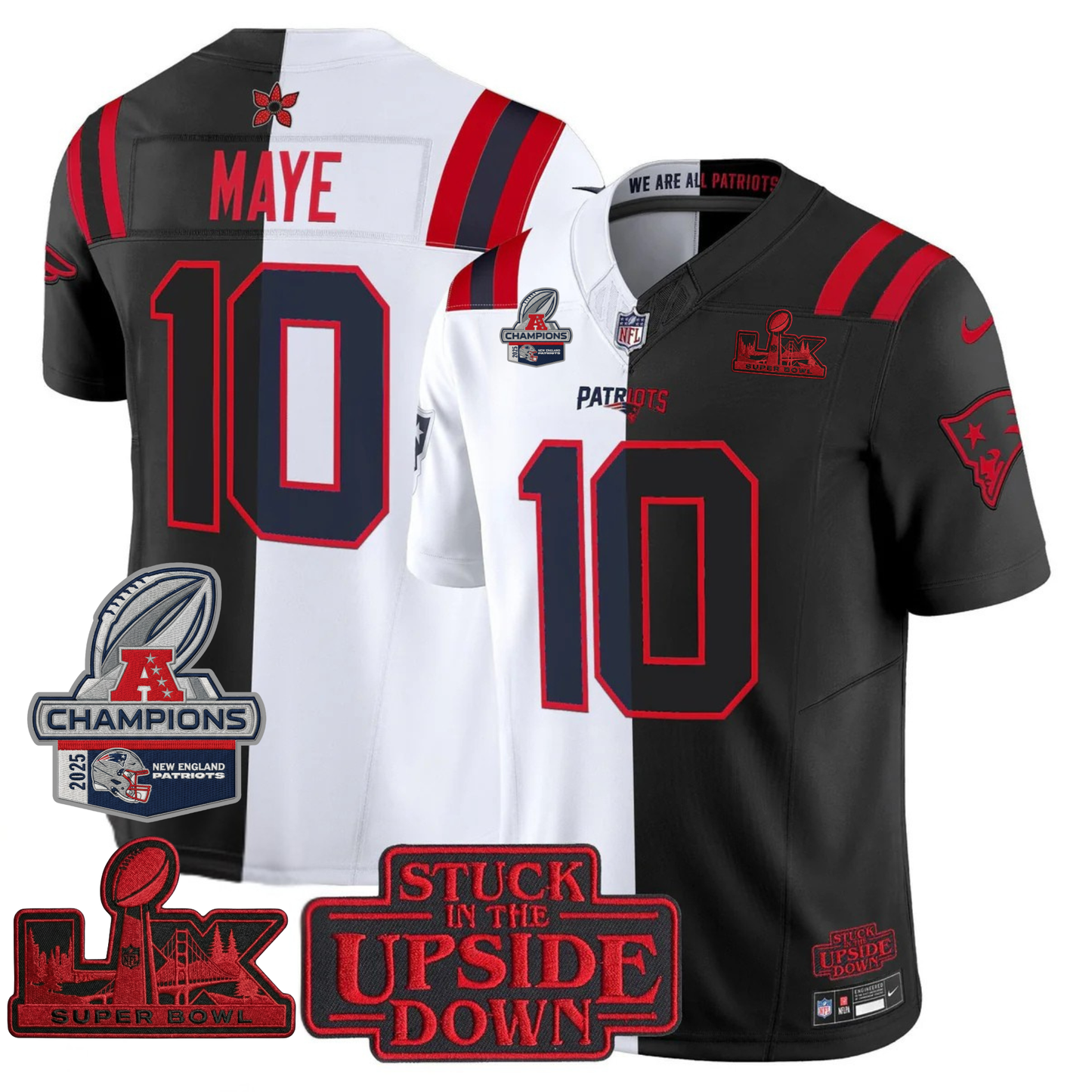 NE 'Upside Down Edition' AFC Champions Vapor Limited Jersey - All Stitched