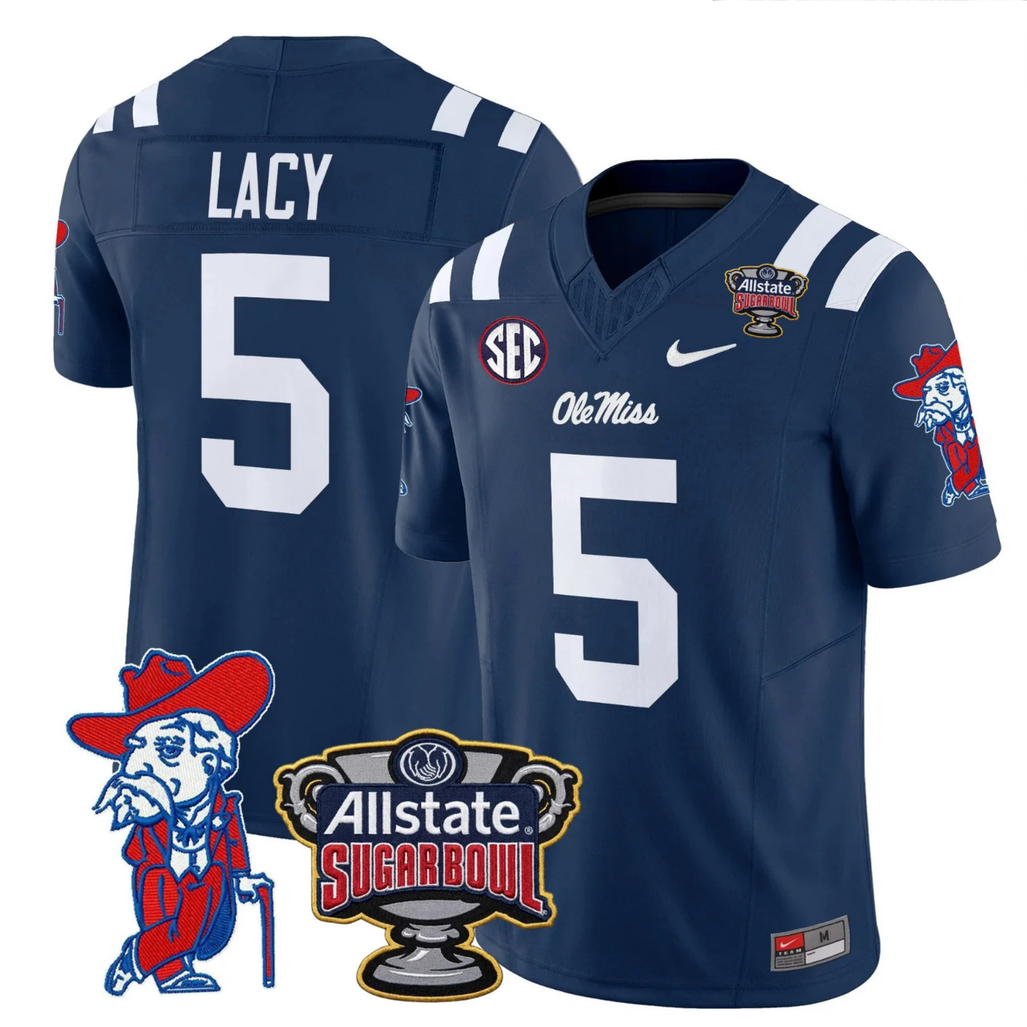 Ole Miss Rebels 2025 Sugar Bowl Patch Vapor Limited Jersey - All Stitched