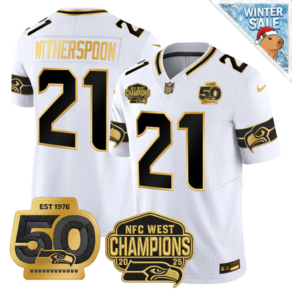 SEA 50th & NFC West Champions Patch Patch Gold Vapor Limited Jersey - Stitched