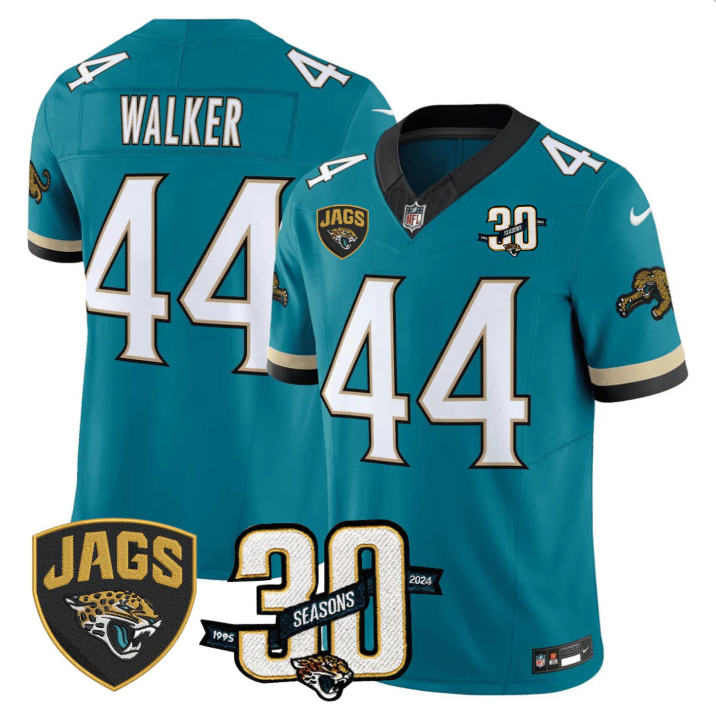 Jaguars 30th Season Patch Throwback Vapor Limited Jersey - Stitched