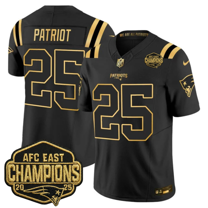 NE 2025 AFC East Champions Gold Vapor Limited Jersey - All Stitched