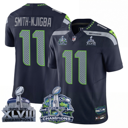 SEA 2x S.Bowl Champions Patch Vapor Limited Jersey - All Stitched
