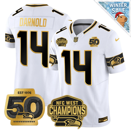 SEA 50th & NFC West Champions Patch Patch Gold Vapor Limited Jersey - Stitched
