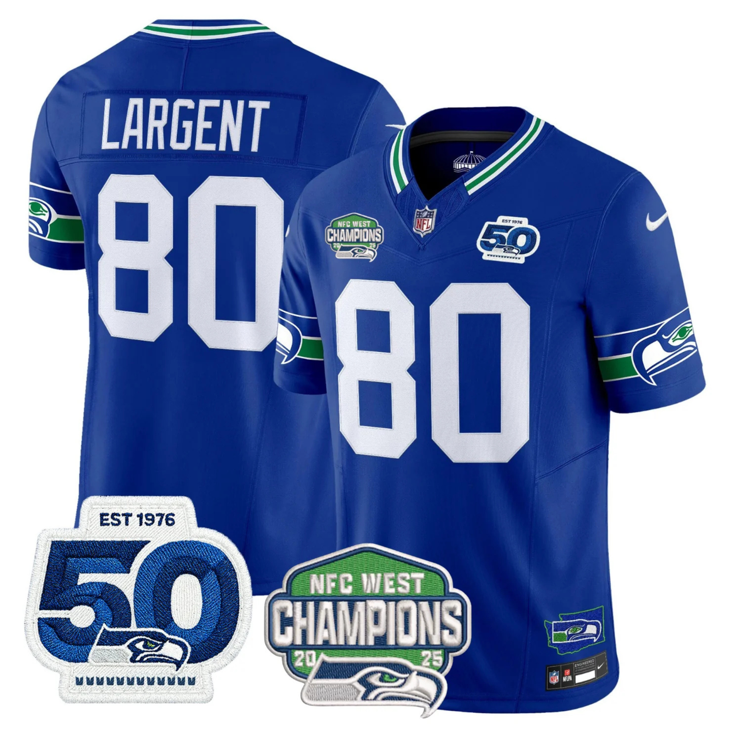 SEA 50th & NFC West Champions Patch Vapor Limited Jersey - All Stitched