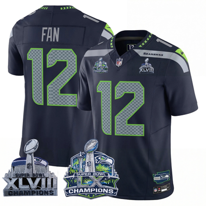 SEA 2x S.Bowl Champions Patch Vapor Limited Jersey - All Stitched
