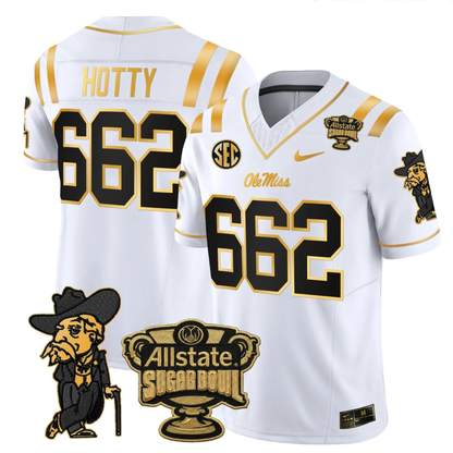 Ole Miss Rebels 2025 Gold Vapor Limited Jersey - Sugar Bowl Patch - All Stitched