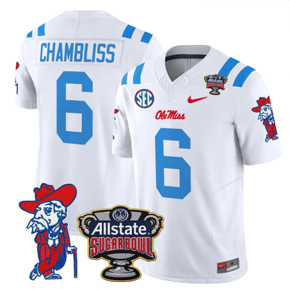 Ole Miss Rebels 2025 Sugar Bowl Patch Vapor Limited Jersey - All Stitched