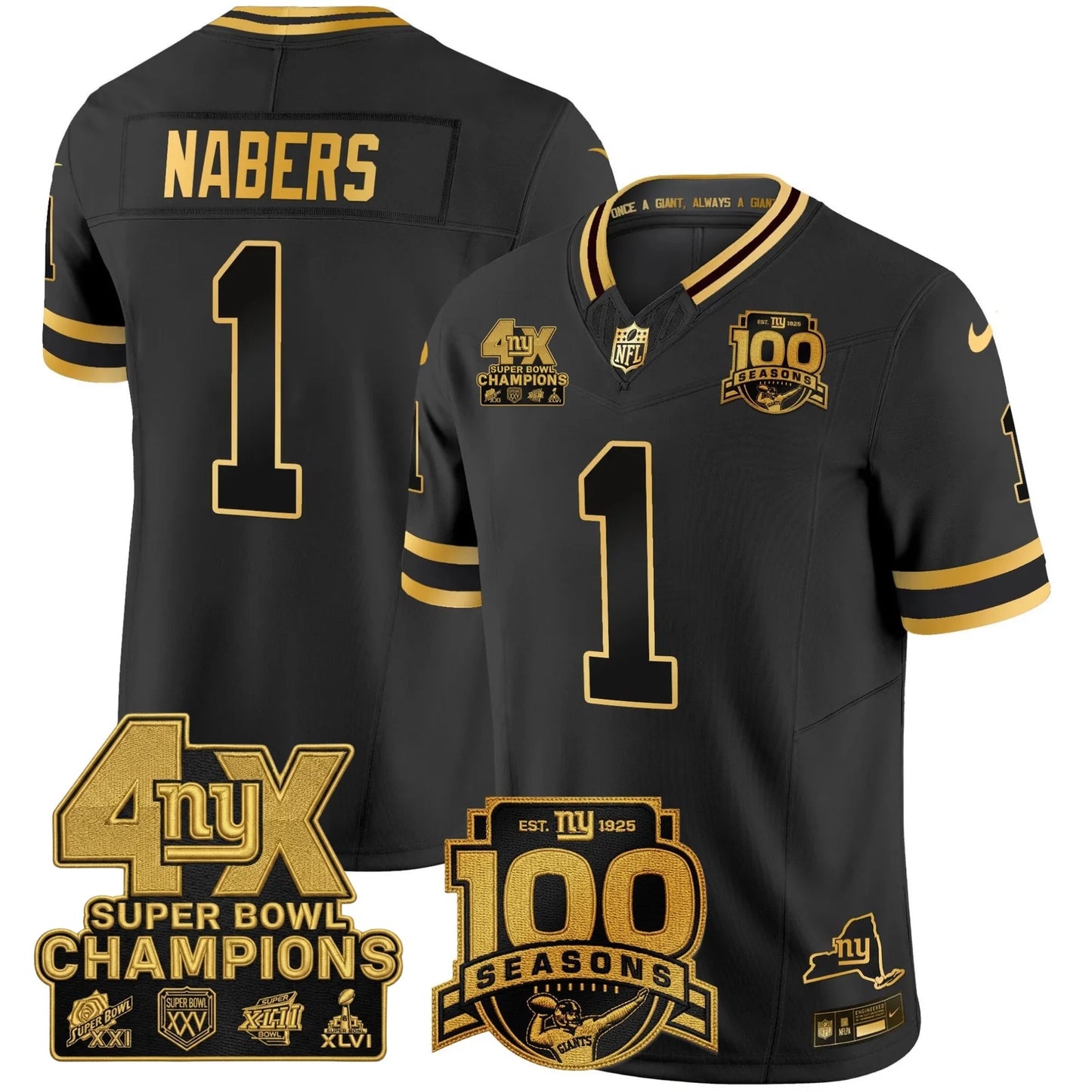 NYG 4X Champions & 100th Season Patch Limited Edition - Stitched (2)