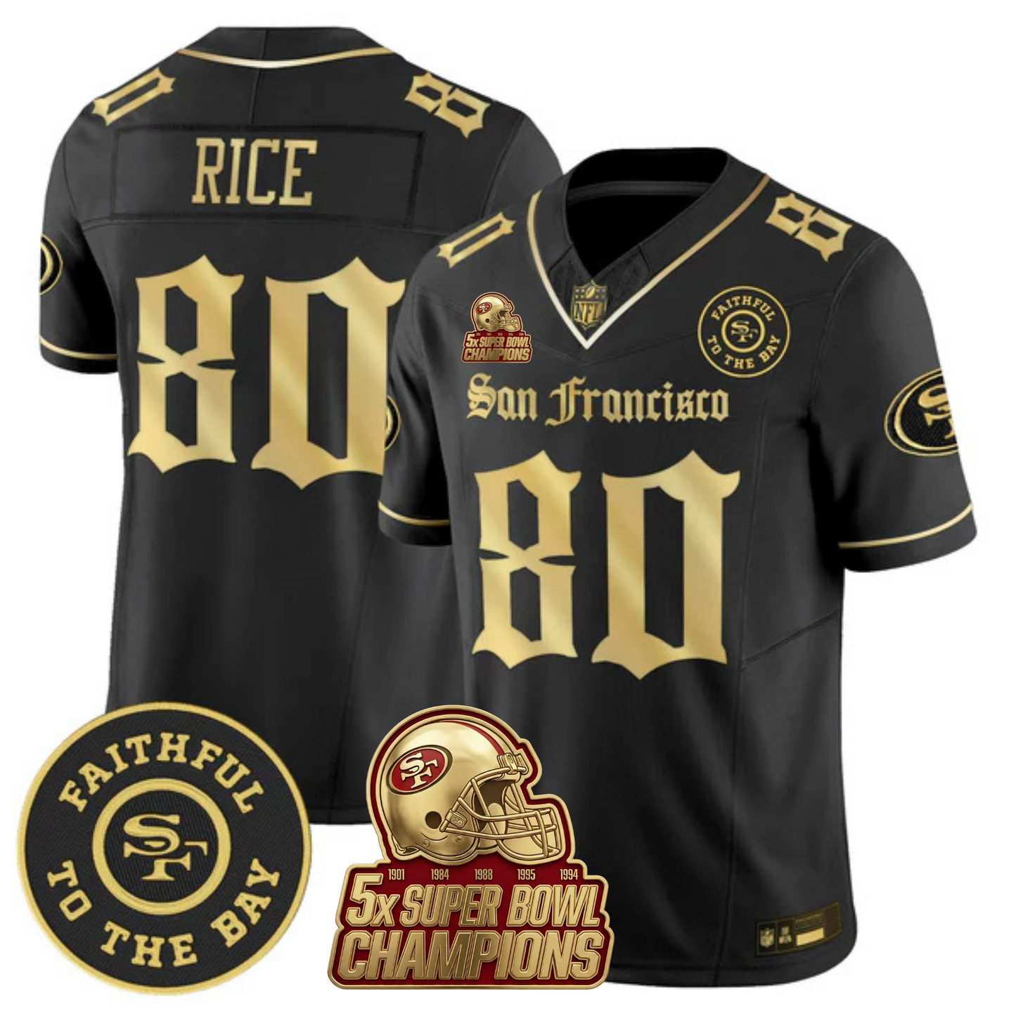 SF 5-Time Champions 'Gothic Edition' Vapor Limited Jersey - All Stitched