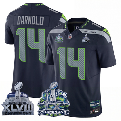 SEA 2x S.Bowl Champions Patch Vapor Limited Jersey - All Stitched