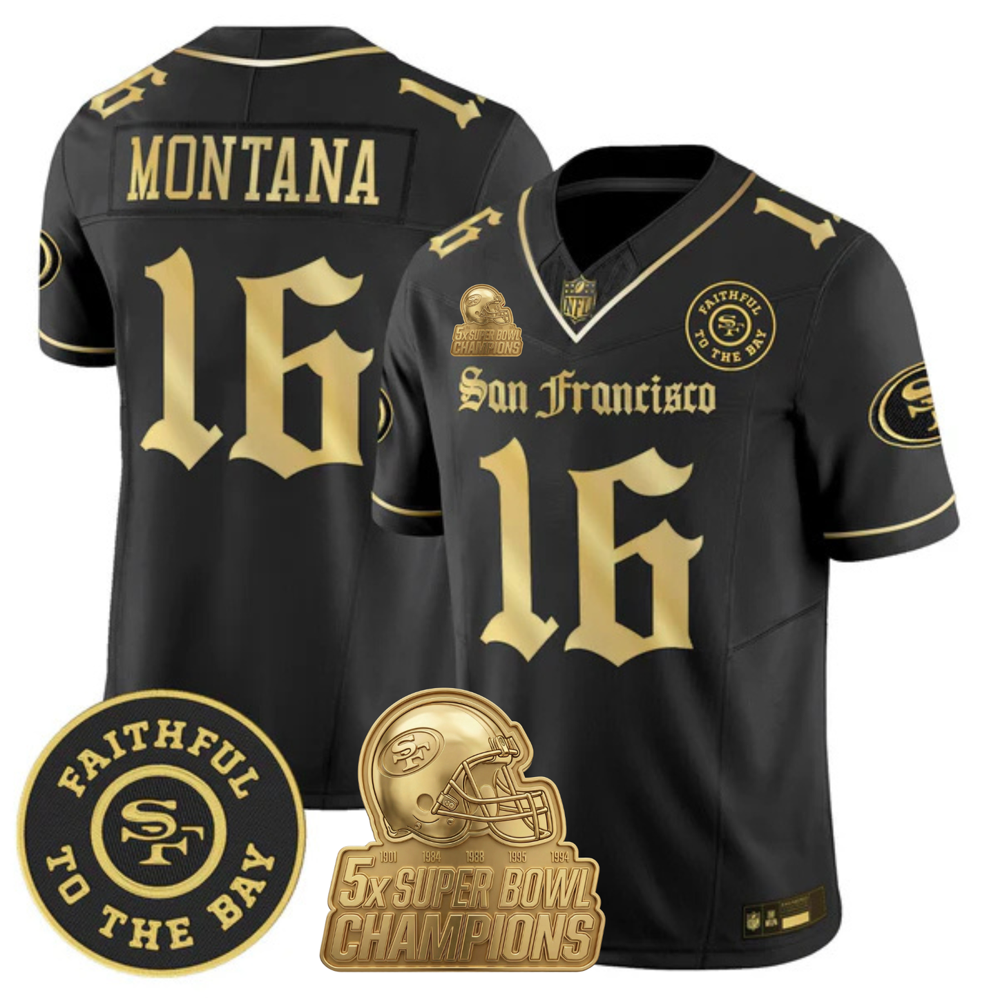 SF 5-Time Champions 'Gothic Edition' Vapor Limited Jersey - All Stitched