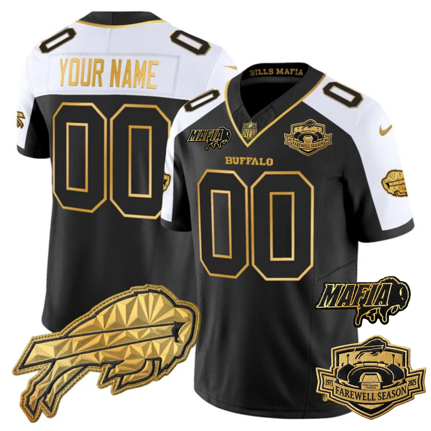 BUF Mafia 2025 "Rivalries" Gold Vapor Limited Custom Jersey - All Stitched