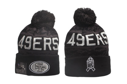 Football Salute to Service Cuffed Knit Hat with Pom - Embroidered Patch