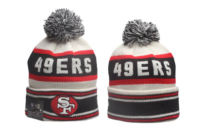 SF Cuffed Knit Hat with Pom - Embroidered Patch