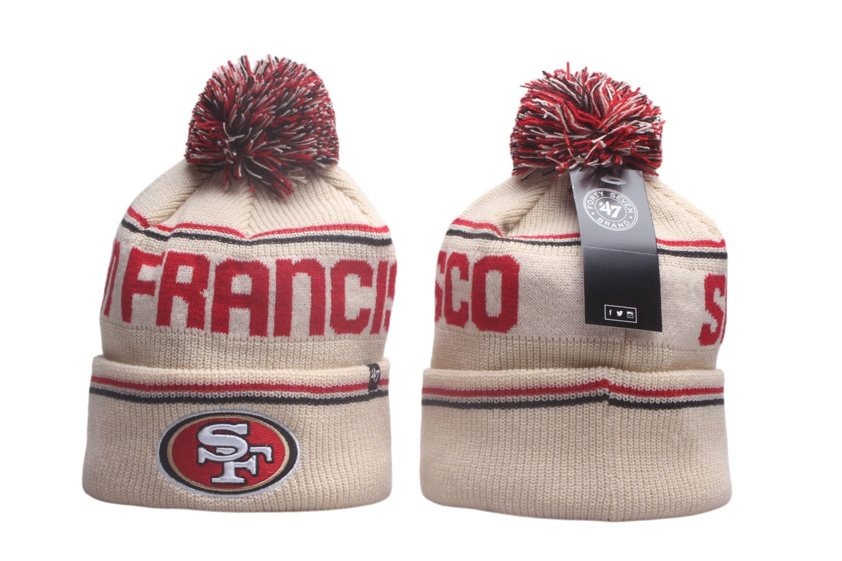 SF Cuffed Knit Hat with Pom - Embroidered Patch