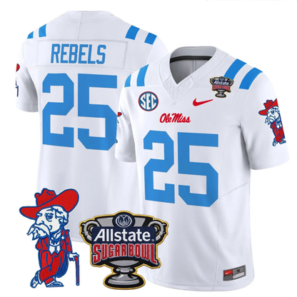 Ole Miss Rebels 2025 Sugar Bowl Patch Vapor Limited Jersey - All Stitched