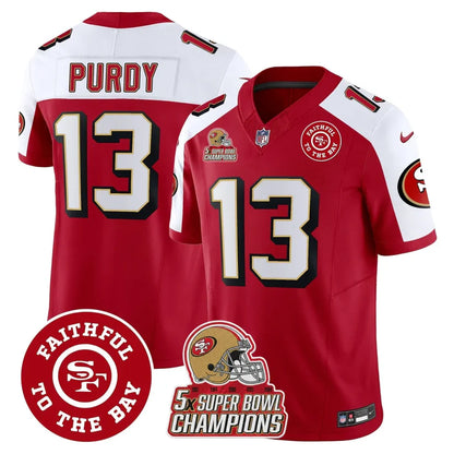 49ers Throwback 5x Champs & Faithful To The Bay Patch Vapor Limited Jersey - All Stitched