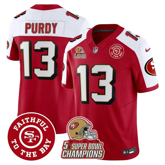 49ers Throwback 5x Champs & Faithful To The Bay Patch Vapor Limited Jersey - All Stitched