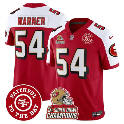 49ers Throwback 5x Champs & Faithful To The Bay Patch Vapor Limited Jersey - All Stitched
