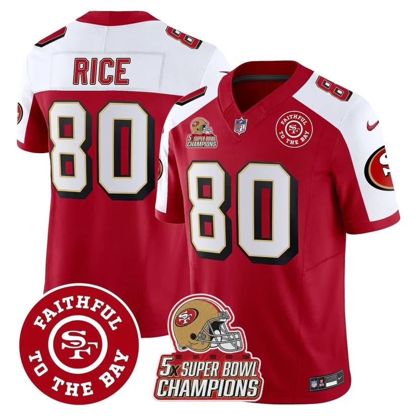 49ers Throwback 5x Champs & Faithful To The Bay Patch Vapor Limited Jersey - All Stitched
