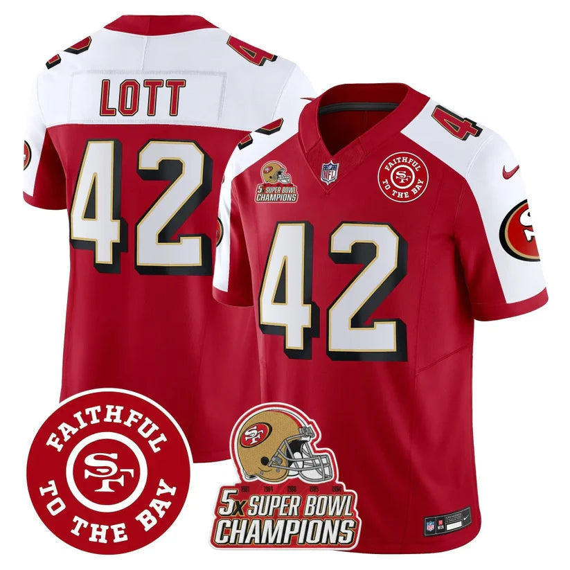 49ers Throwback 5x Champs & Faithful To The Bay Patch Vapor Limited Jersey - All Stitched